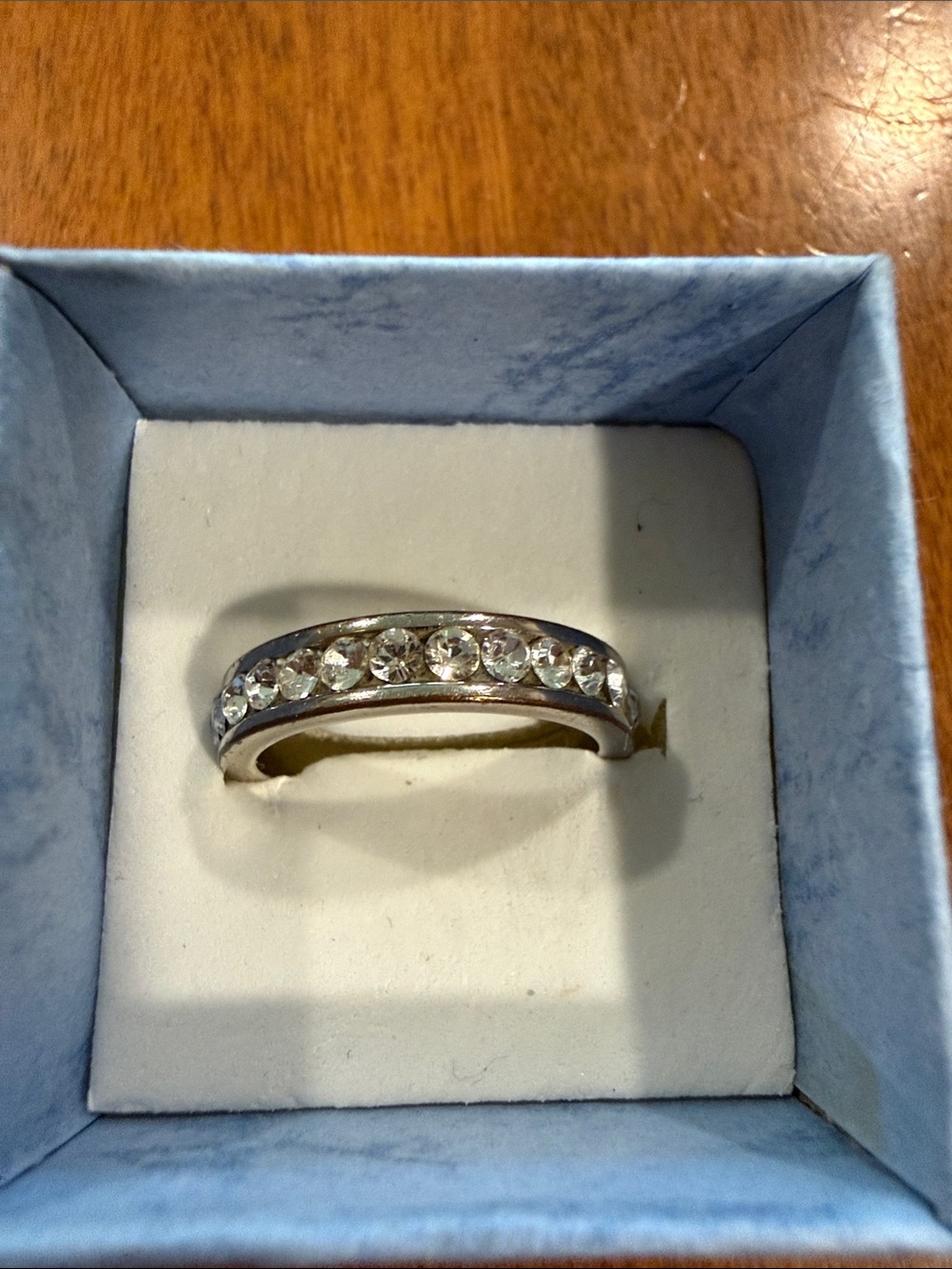 Vintage Coach Crystal Silver-tone eternity Band Ring Size 8 *Missing 2 crystals*
